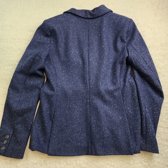 Loft Blazer Jacket 8 Speckled Navy Blue Academia Office Lined Preppy Old Money - Picture 8 of 10